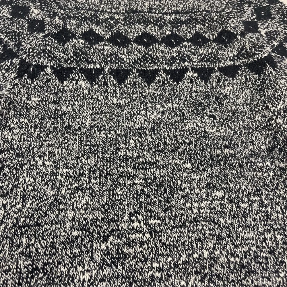 J. CREW Fair Isle Crewneck Wool Blend Knit Sweater Black&Cream/Heather Gray XS